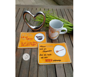 Stickserie ITH - Mug Rug 23x Freche Sprüche